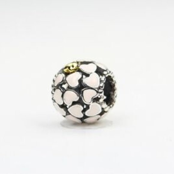 EUC Pandora Abundance of Love Hearts Pink Enamel Silver & 14k Charm 791283EN40 - Picture 3 of 10